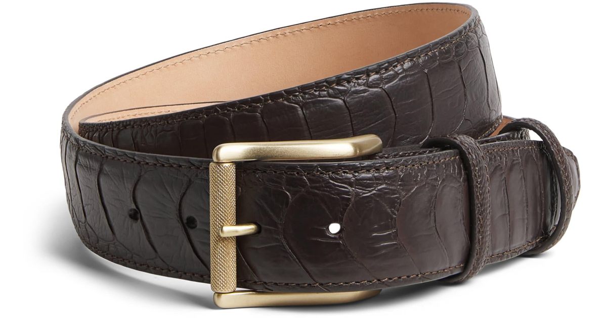 Elliot Rhodes Elliot Rhodes Ostrich Leather Belt in Brown for Men | Lyst