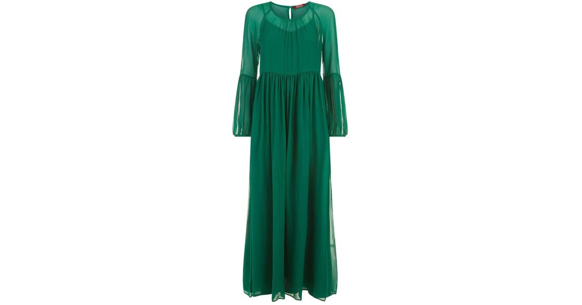 green silk maxi