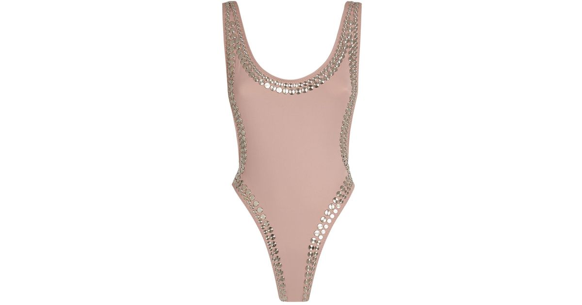 Norma Kamali Denim Marissa Stud One-piece Swimsuit in Light Pink (Pink ...