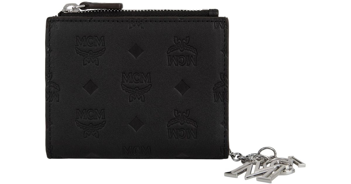 MCM Leather Klara Monogram Bifold Wallet in Black - Lyst