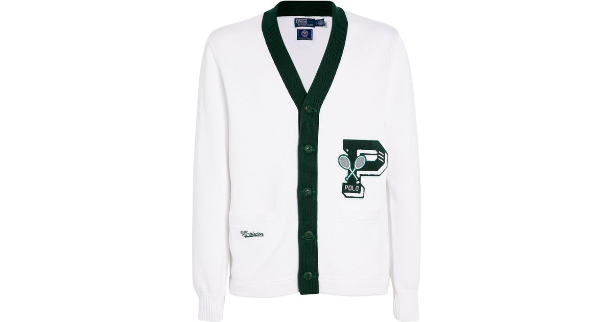 Ralph Lauren Cotton Wimbledon Cardigan in White for Men | Lyst