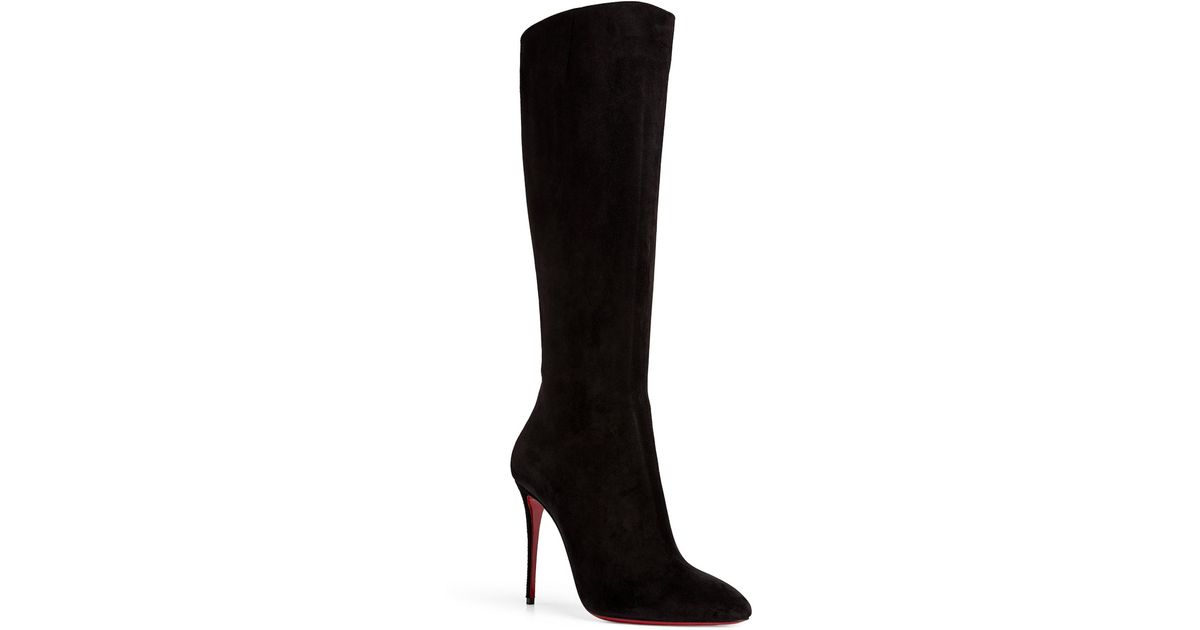 Christian Louboutin Eloise Suede Knee-high Boots 100 in Black | Lyst