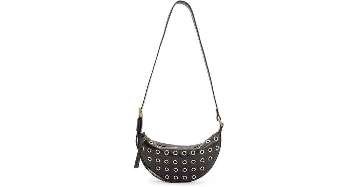 AllSaints Leather Eyeletstudded Crossbody Bag in Black Lyst