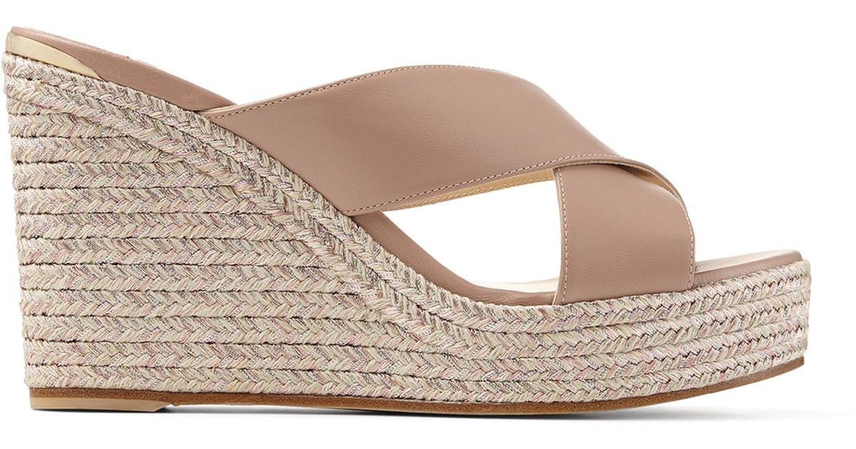 Jimmy Choo Leather Dovina Woven Wedge Sandals in Pink - Save 35% - Lyst