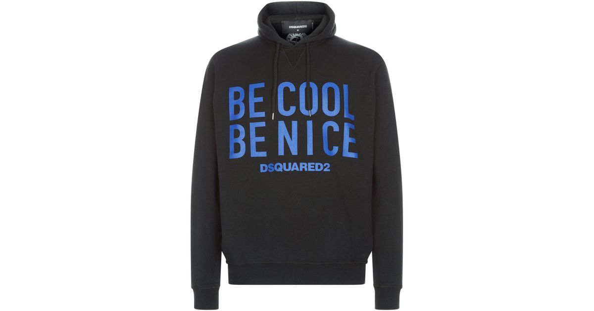 DSquared² Cotton Be Cool Be Nice Hoodie in Black for Men - Lyst