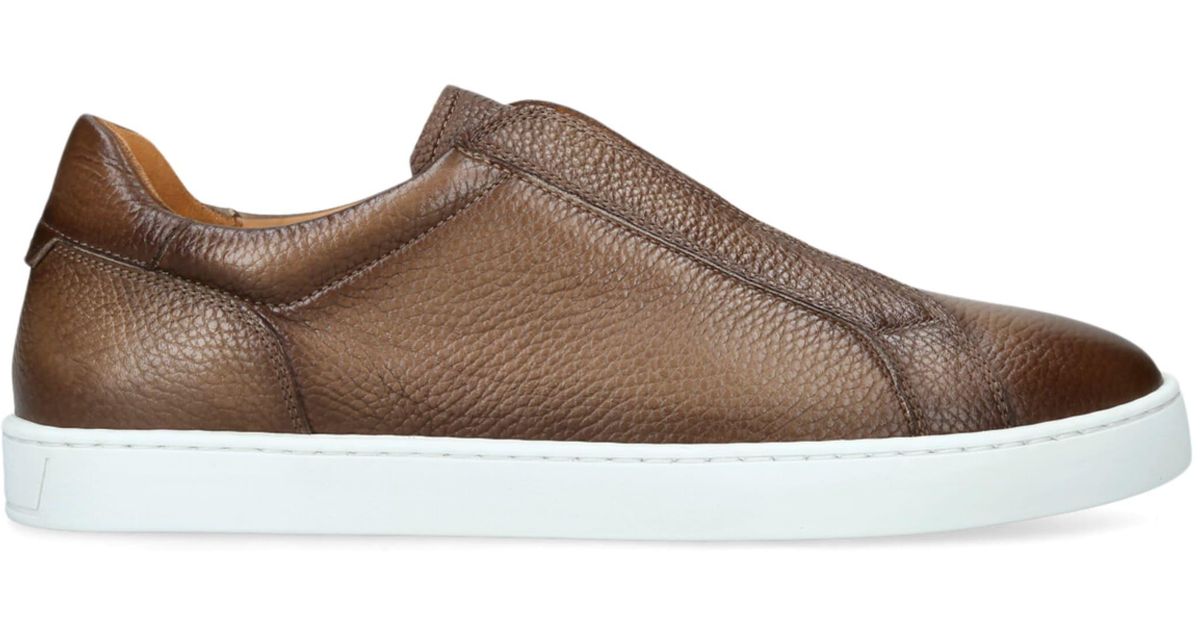 Magnanni Brown Leather Slip-On Sneakers with White Sole Cote Lo Stretch-Lace Brown | Magnanni Men main image 2