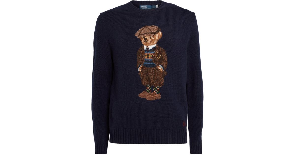 Polo Ralph Lauren Wool Polo Bear Sweater in Blue for Men | Lyst UK