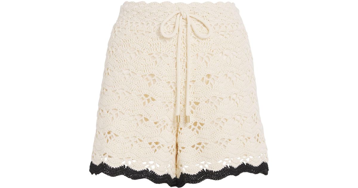 Zimmermann Cotton Rhiannon Crochet Shorts in Natural | Lyst