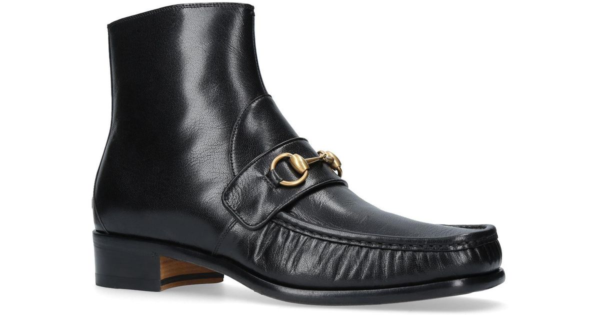 Gucci Vegas Horsebit Ankle Boots in Black Lyst