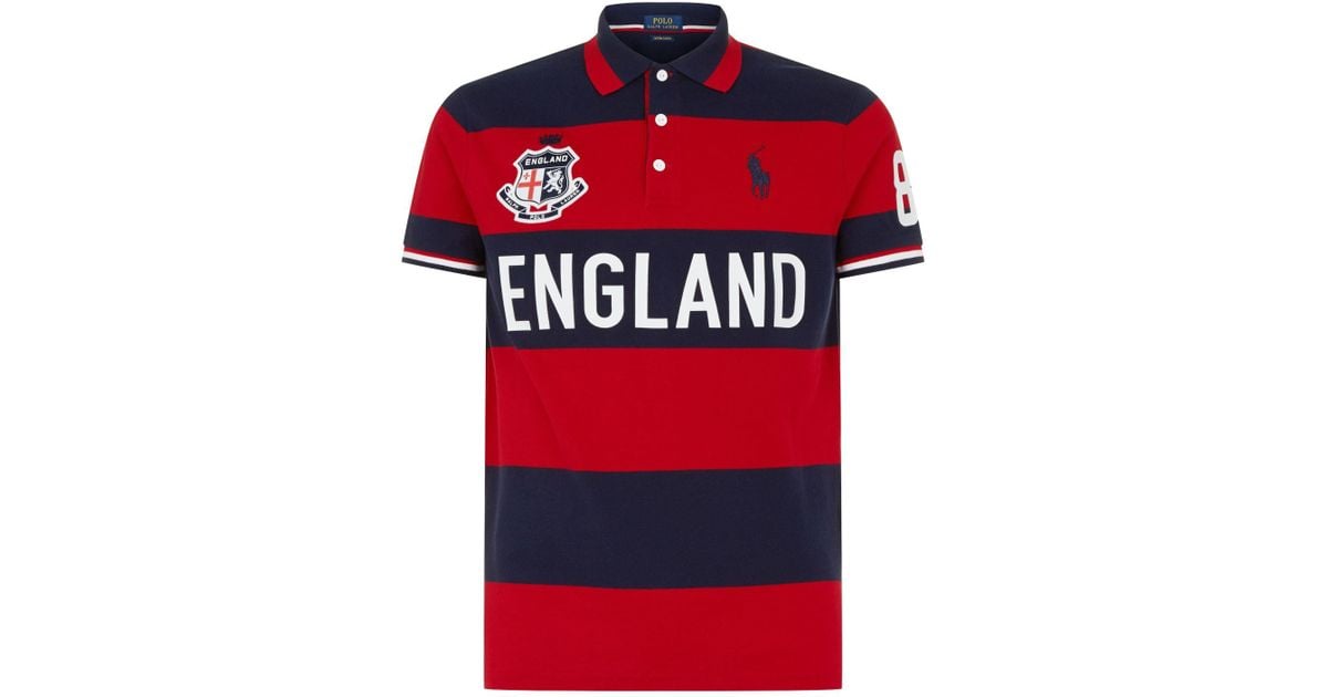 Polo Ralph Lauren Cotton Striped England Polo Shirt in Red for Men | Lyst