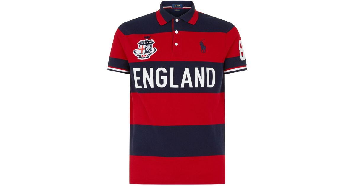 Polo Ralph Lauren Cotton Striped England Polo Shirt in Red for Men | Lyst