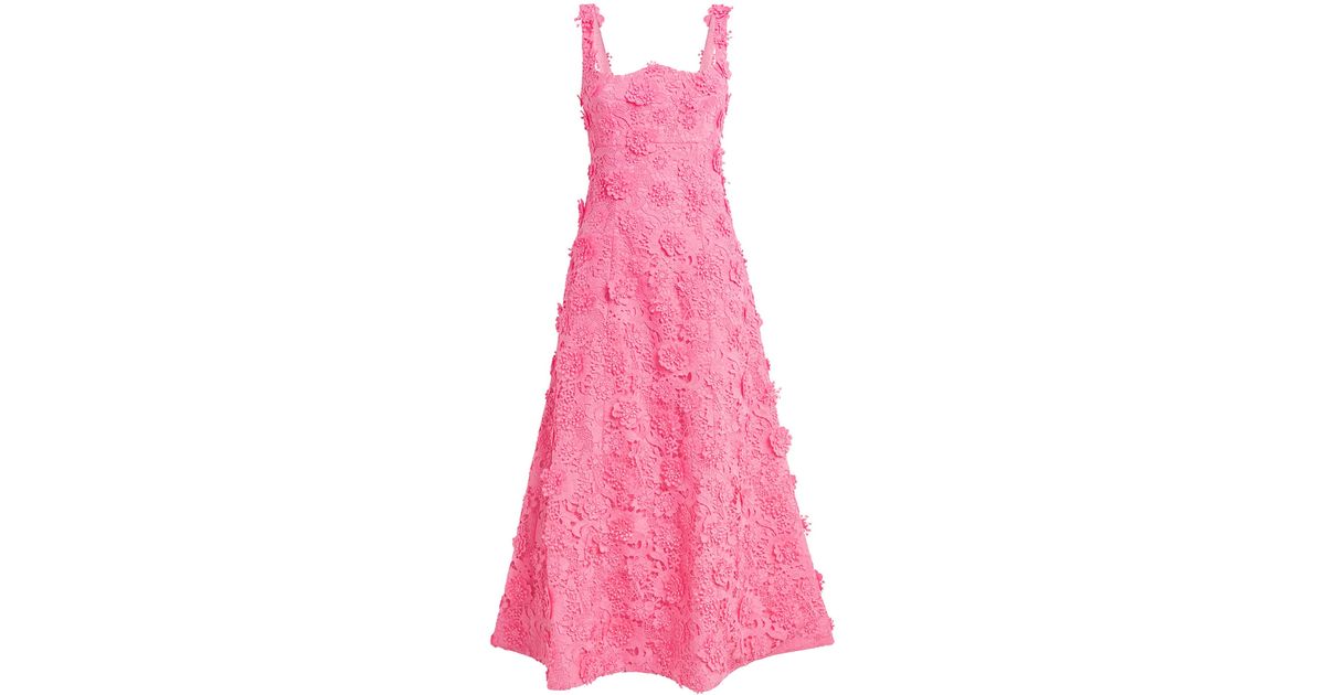 LEO LIN Lace Odette Midi Dress in Pink | Lyst