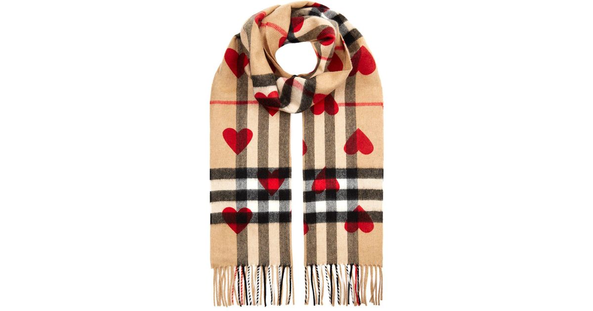 Burberry Classic Cashmere Check Heart Scarf in Red | Lyst Canada