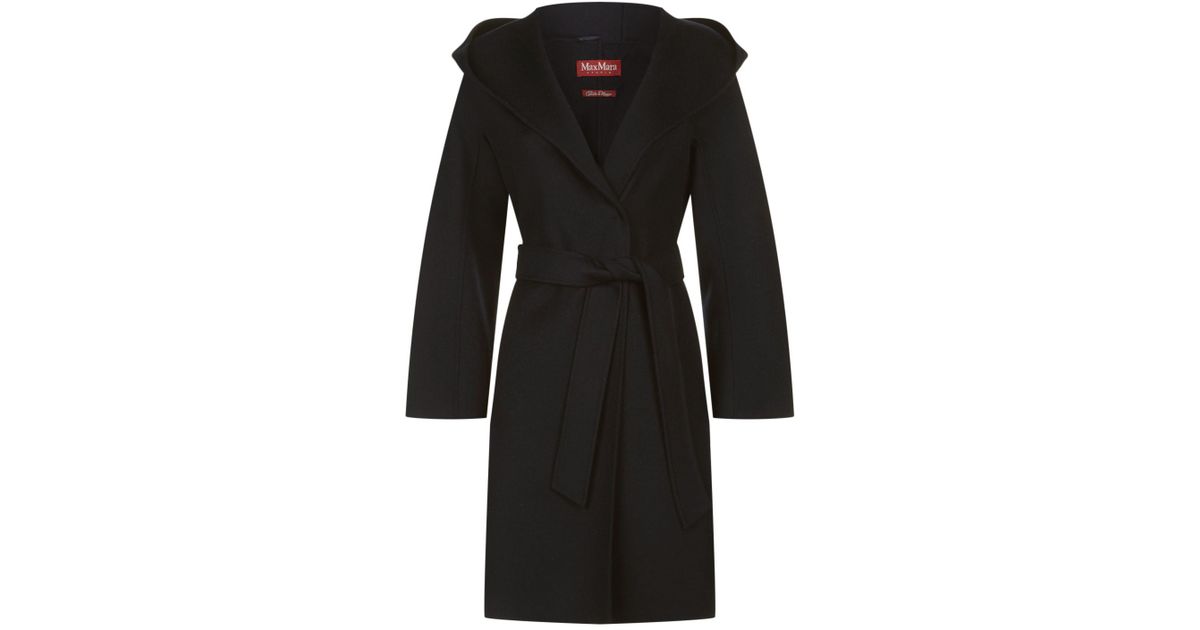black hooded wrap coat
