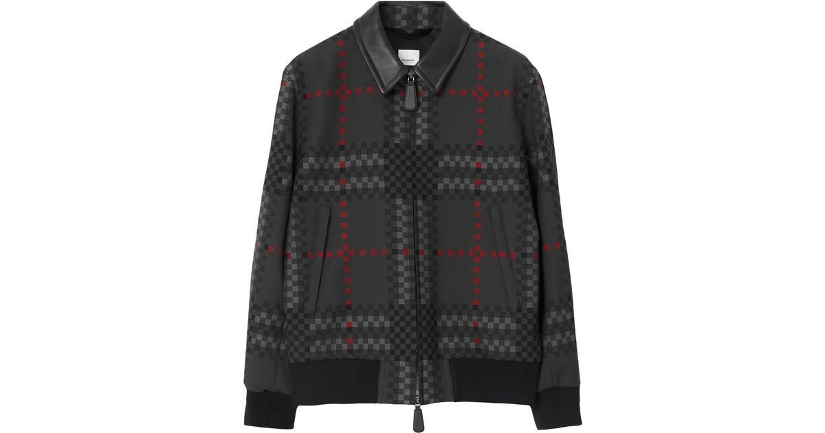 Burberry Pixel Check Harrington Jacket in Black for Men | Lyst