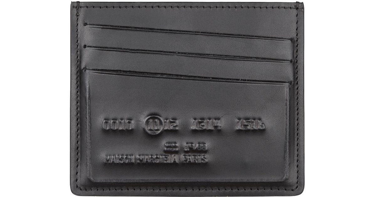 Maison Margiela Embossed Logo Leather Card Holder in Black for Men