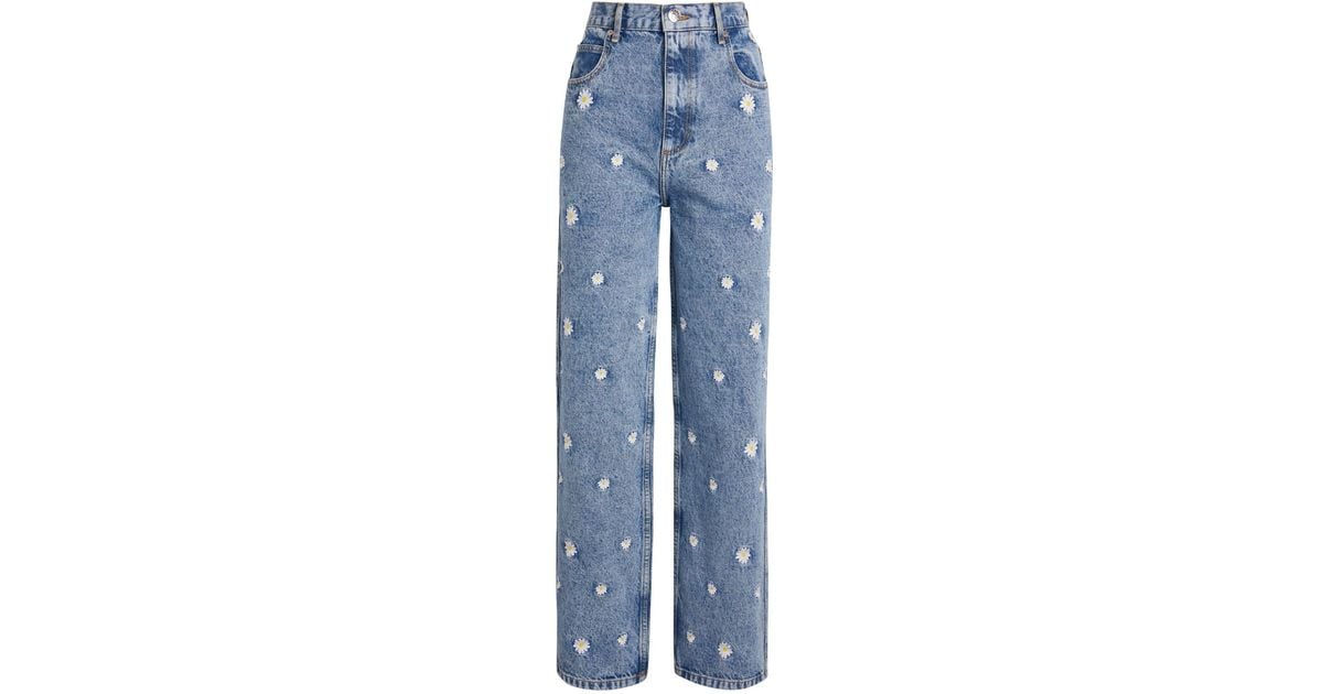 Sandro Embroidered Floral Jeans in Blue Lyst UK