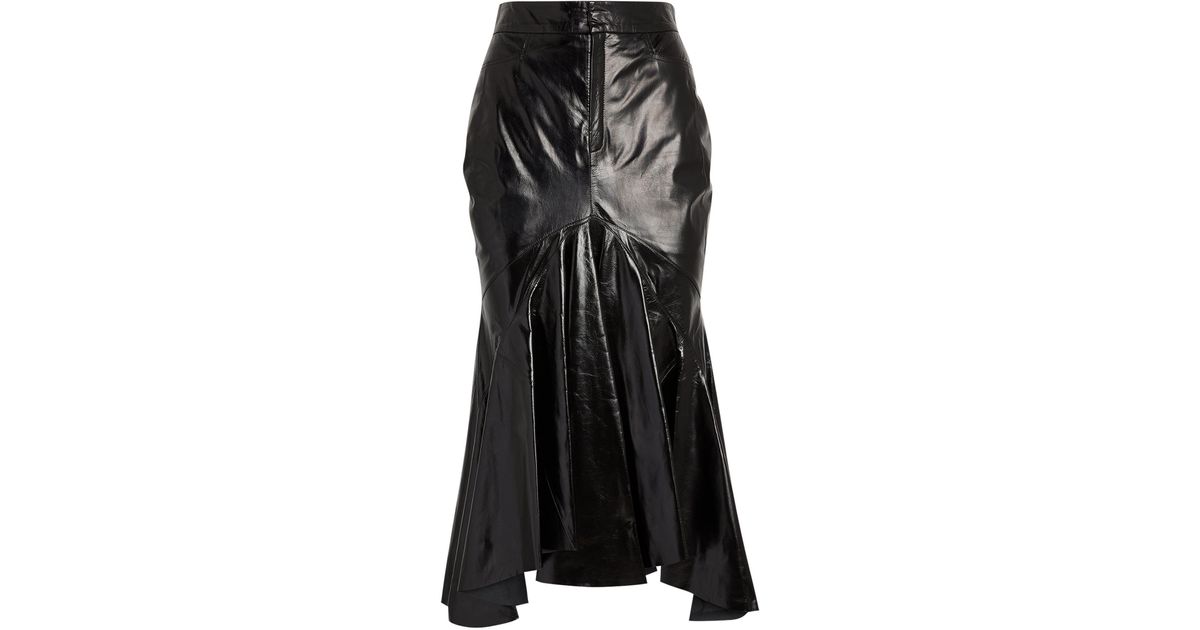 Zeynep Arcay Leather Flared Midi Skirt in Black | Lyst