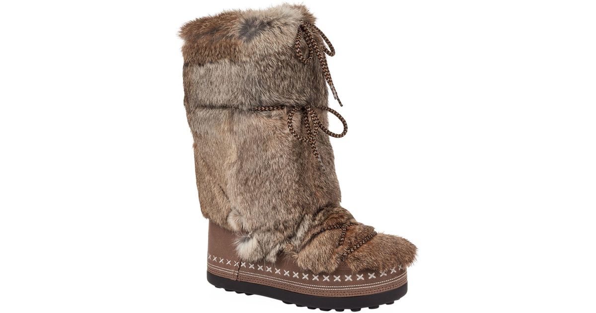 Bogner Tall Cervinia Rabbit Fur Snow Boots in Brown | Lyst Canada