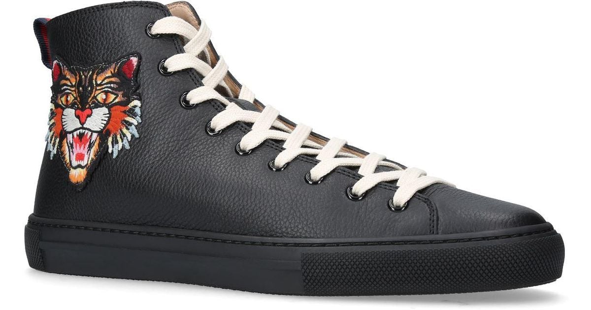 Gucci Leather Angry Cat Ufo High-top Sneakers in Black for Men - Lyst