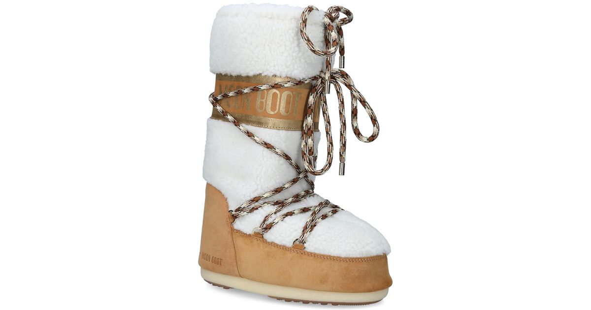 Moon Boot Shearling Icon S in White | Lyst