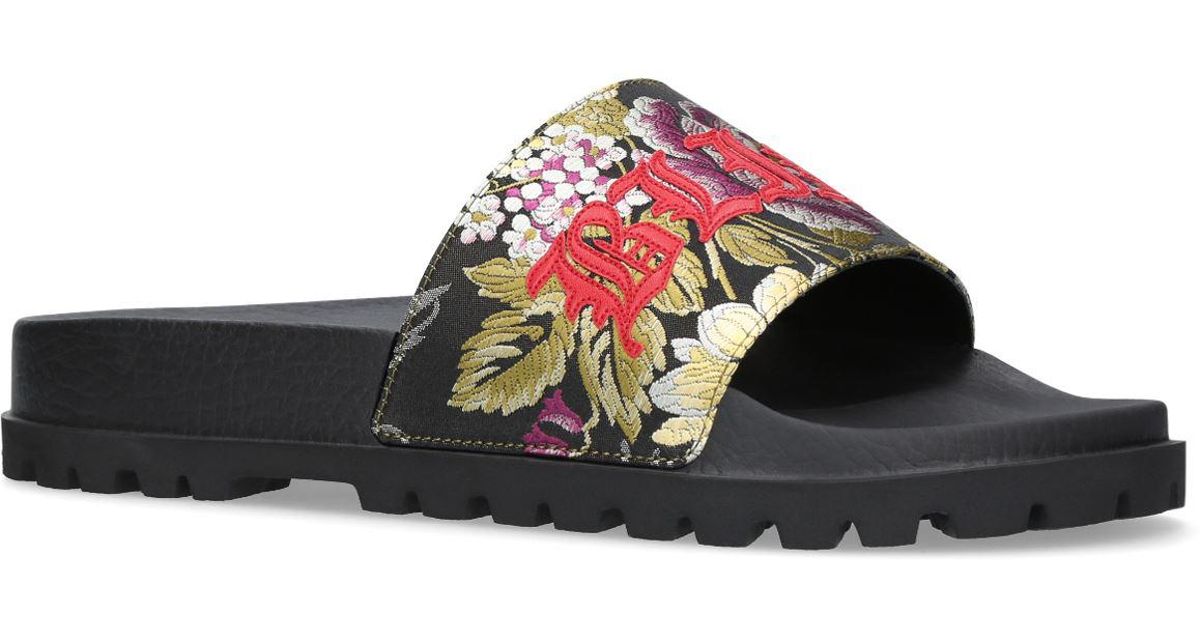 Gucci Synthetic Pursuit Pool Slides in Black Lyst