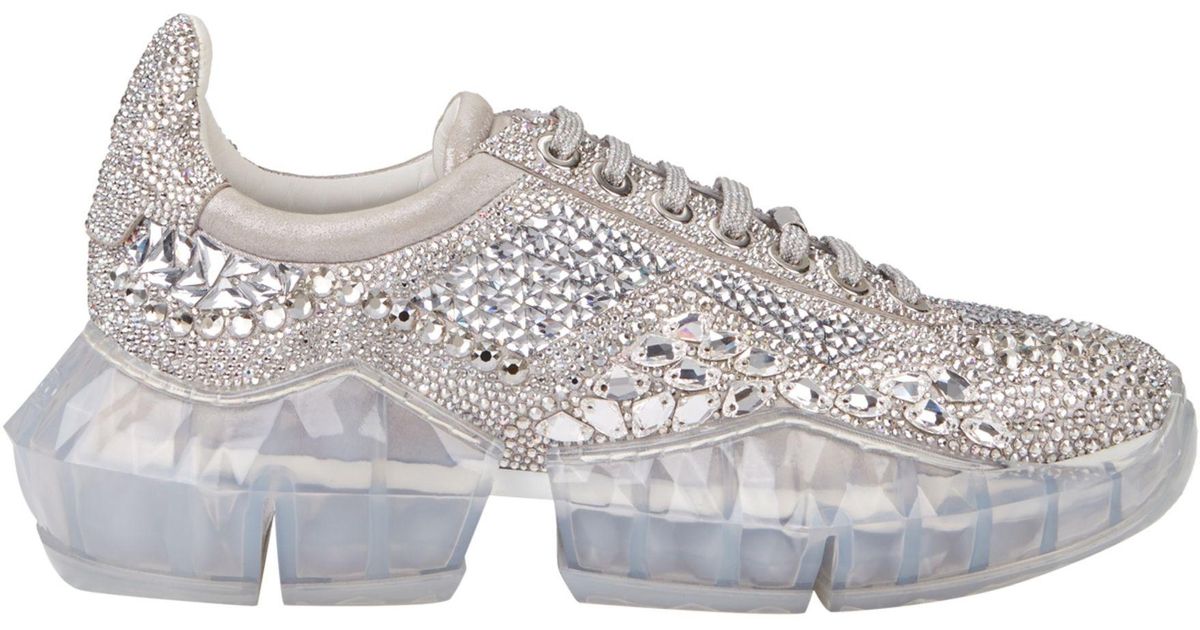 Jimmy Choo Rubber Diamond Crystal Sneakers - Lyst