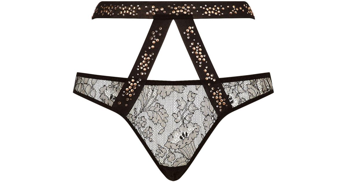 Agent Provocateur Silk Montinah Embellished Thong in Black | Lyst