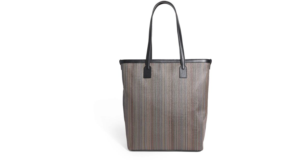 Paul Smith Coated Canvas Signature Stripe Tote Bag in Gray | Lyst