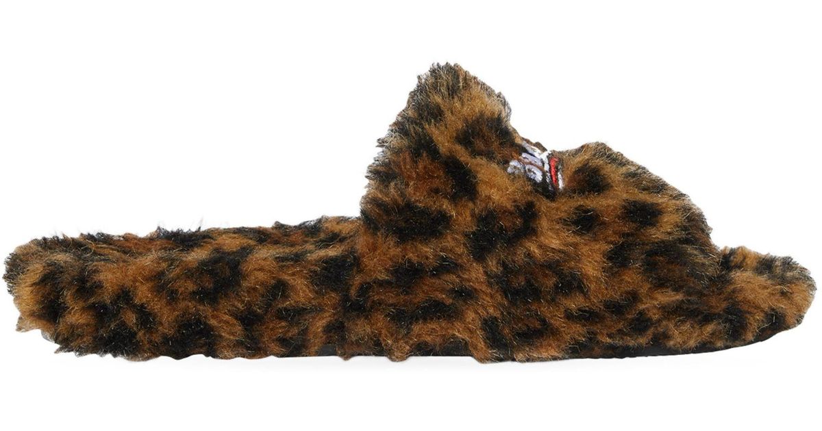 balenciaga fluffy faux fur slides