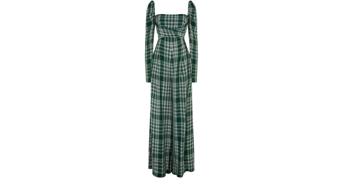 green plaid jumpsuit