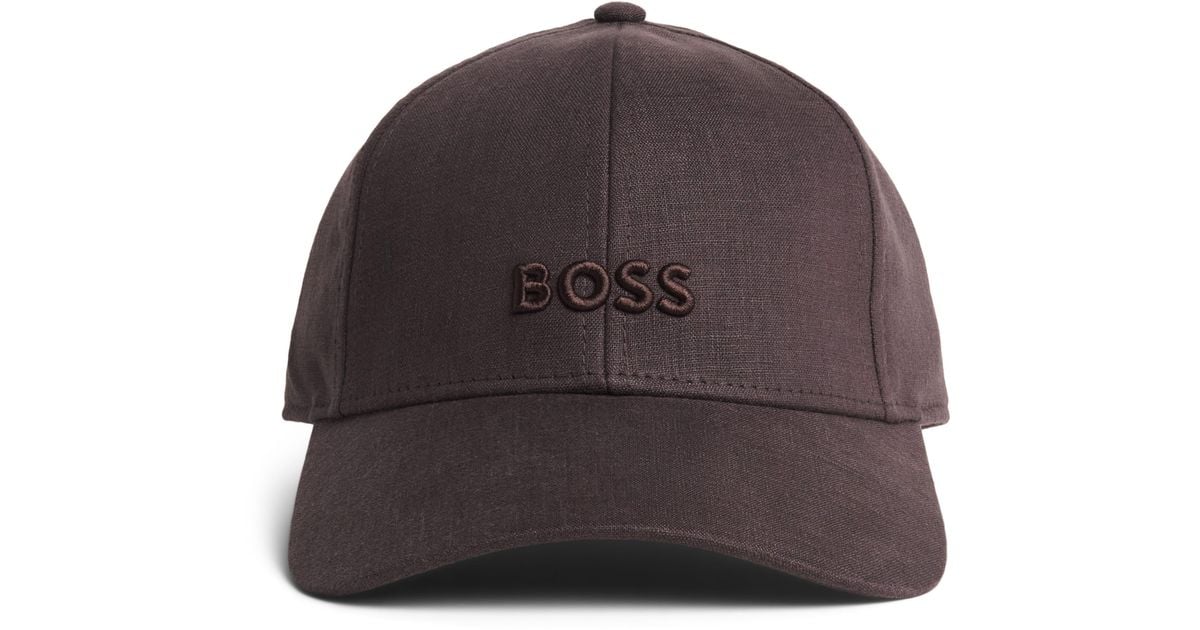 BOSS Linen Logo Cap in Brown for Men | Lyst UK