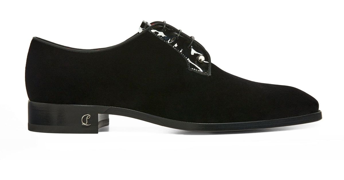 Christian Louboutin Chambeliss Velvet Derby Shoes in Black for Men | Lyst