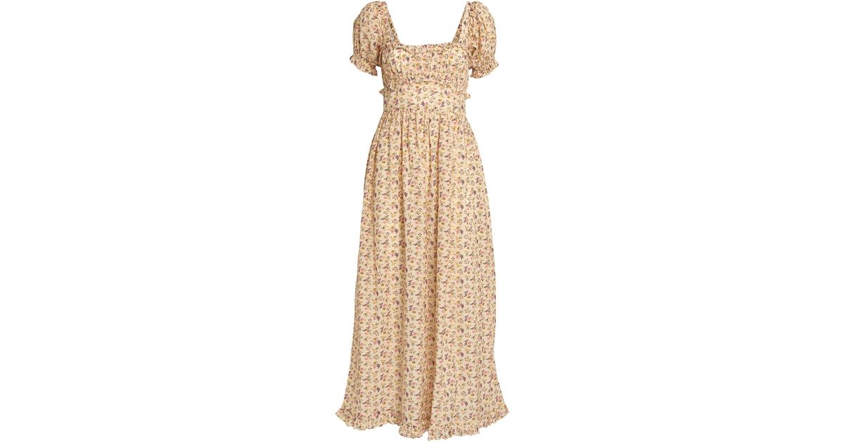 Doen Dôen Floral Gia Midi Dress in Natural | Lyst