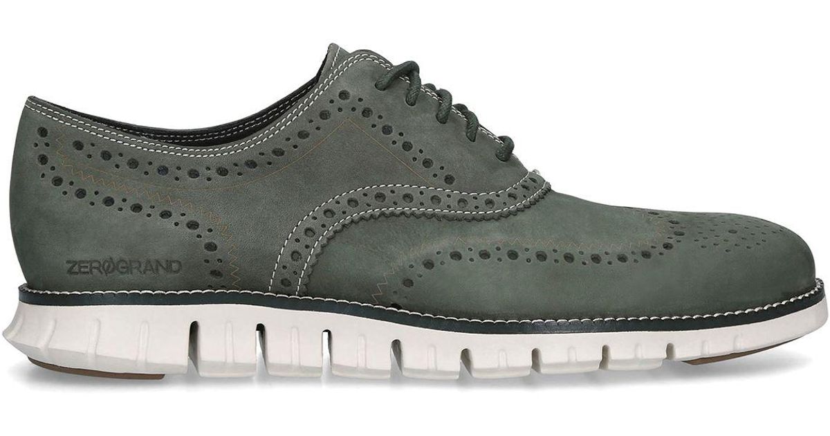 cole haan zerogrand green suede wingtip oxfords