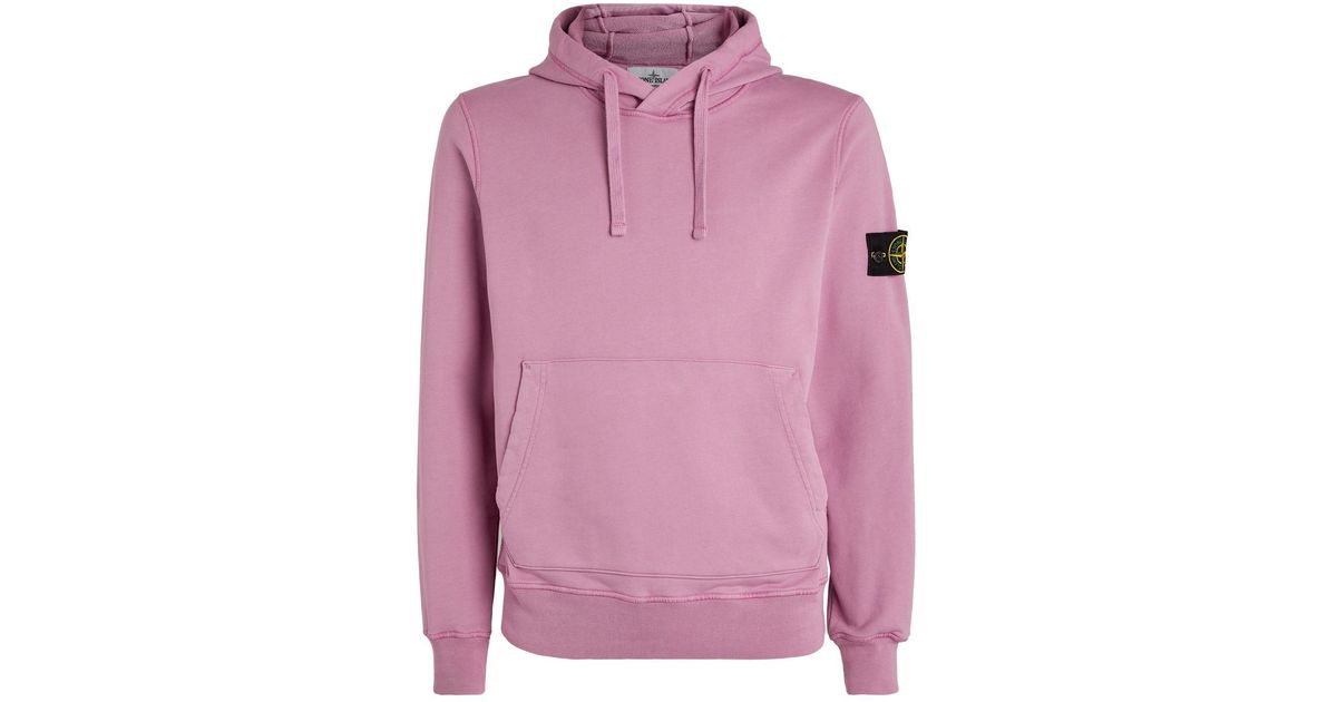 Stone Island Compass Logo Hoodie in Pink for Men - Lyst