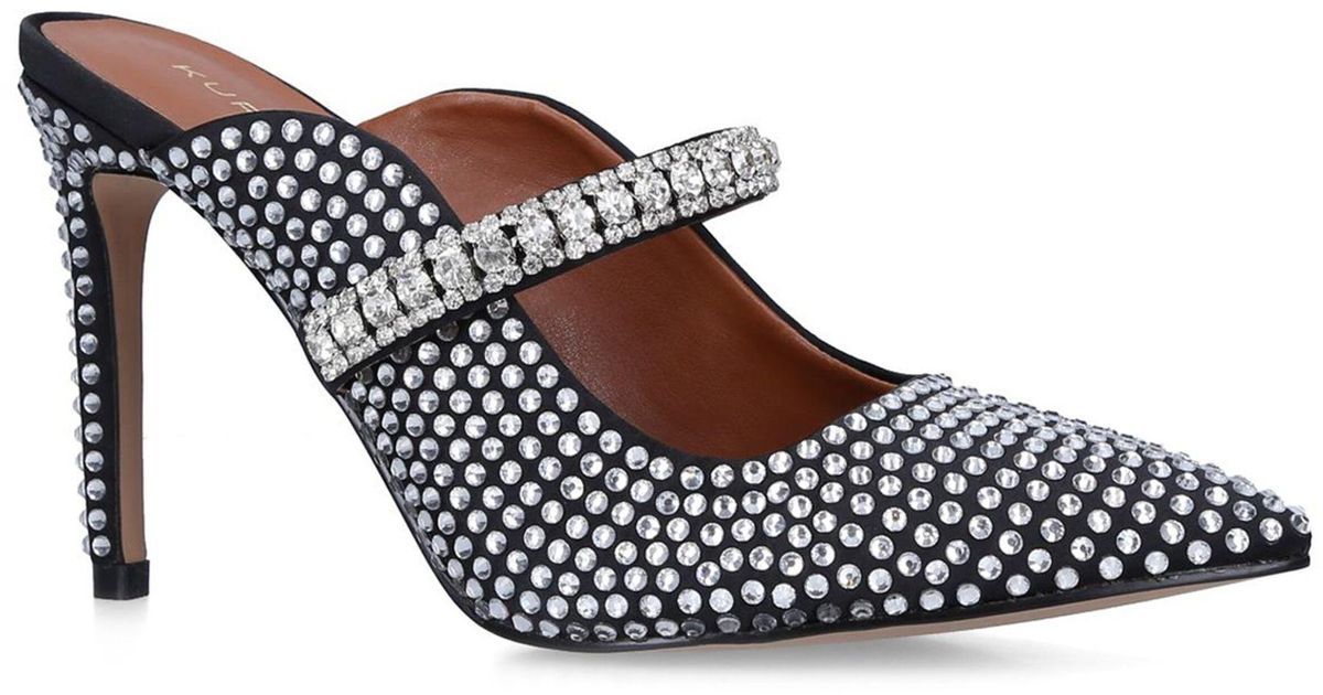 Kurt Geiger Crystal-embellished Duke Mules 100 in White | Lyst