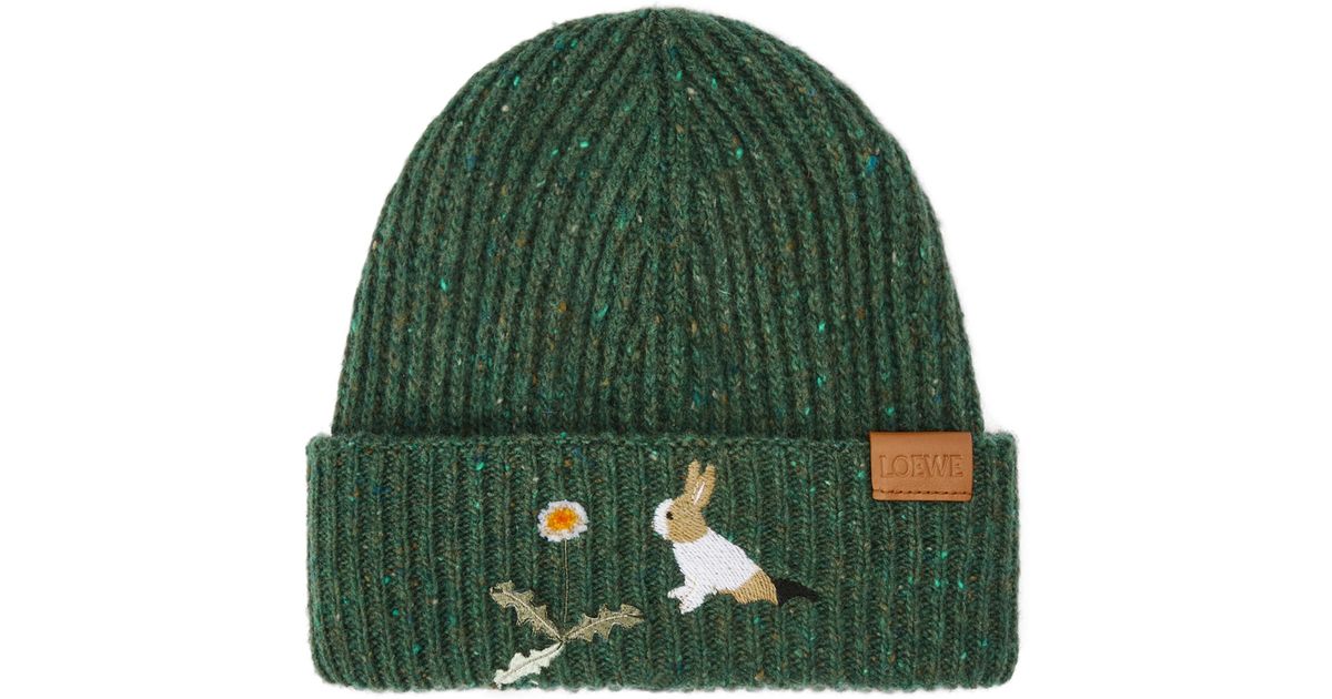 【LOEWE×Suna Fujita】うさぎ ビーニー(ウール)リブ編み Loewe X Suna Fujita Wool-Blend Bunny Beanie in Green | Lyst