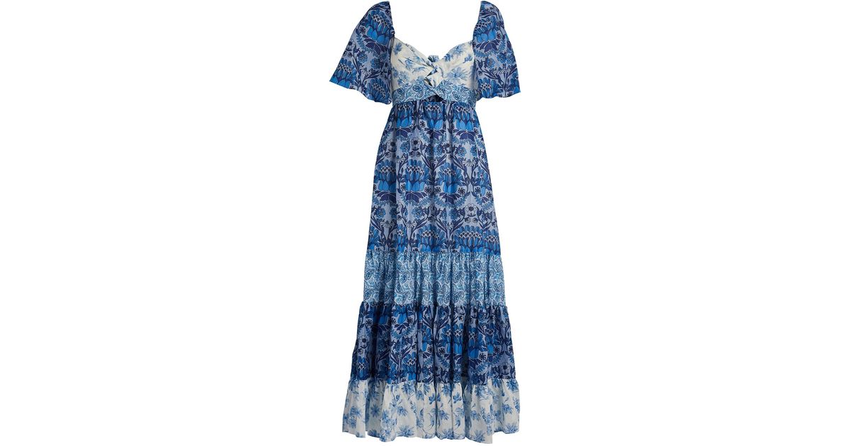 Sandro Linen-blend Scarf Maxi Dress in Blue | Lyst UK