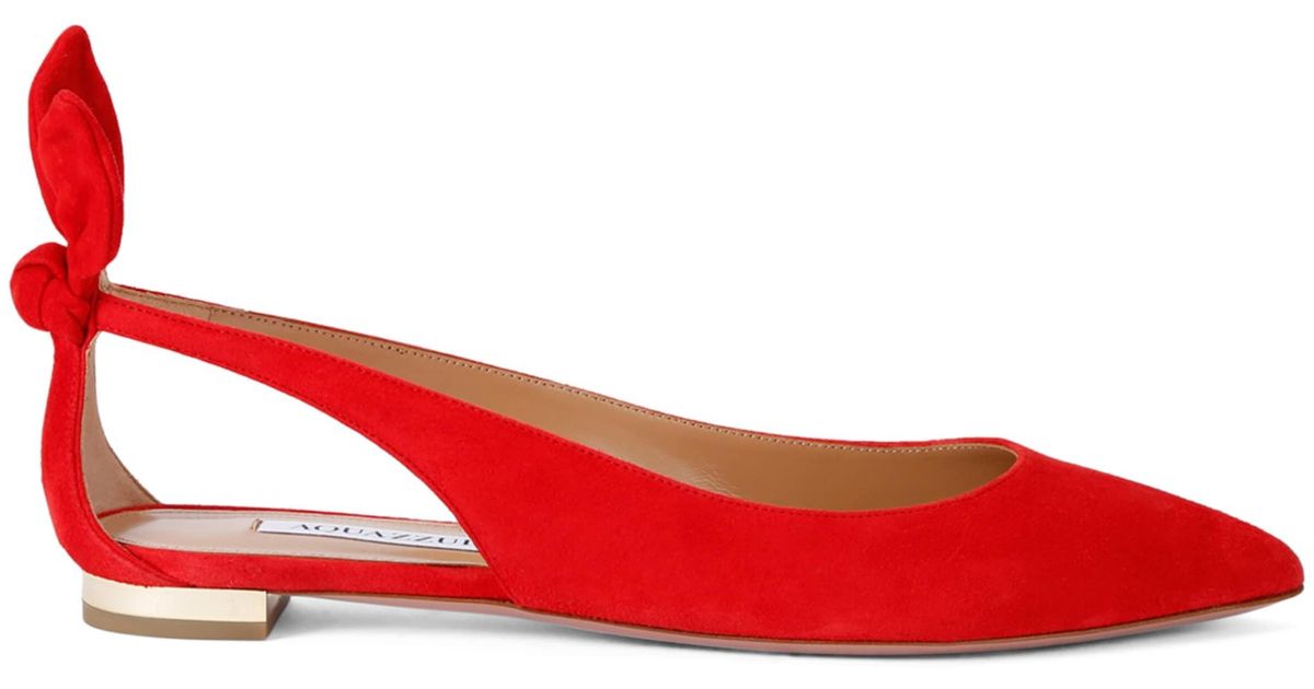 aquazzura bow tie cutout suede ballet flats
