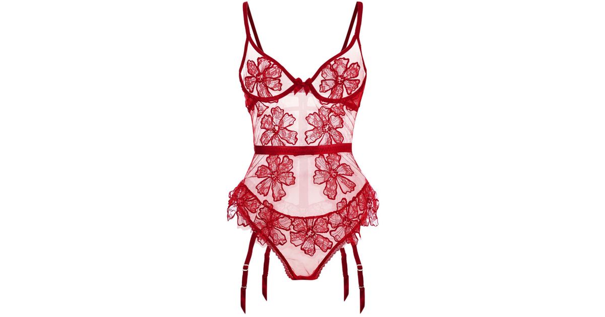 Agent Provocateur Seraphina Lace Bodysuit In Red Lyst
