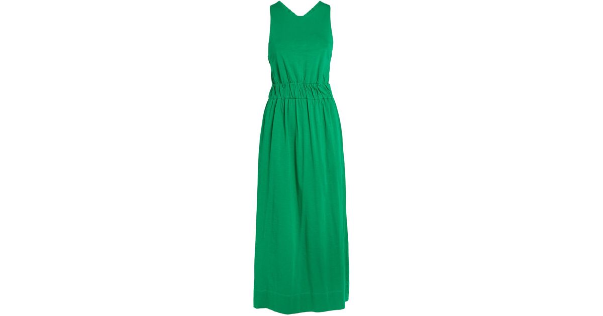 ME+EM Me+em Cotton Gathered Midi Dress in Green | Lyst