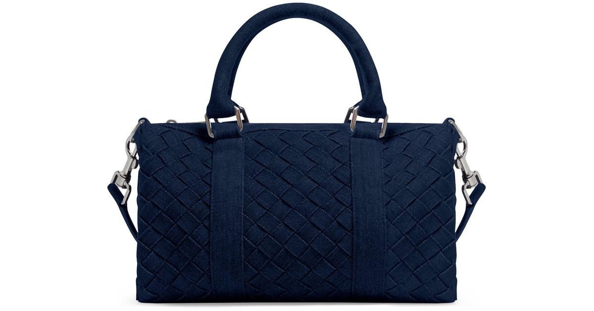 Bottega Veneta Small Denim Intrecciato Duffle Bag in Blue for Men | Lyst