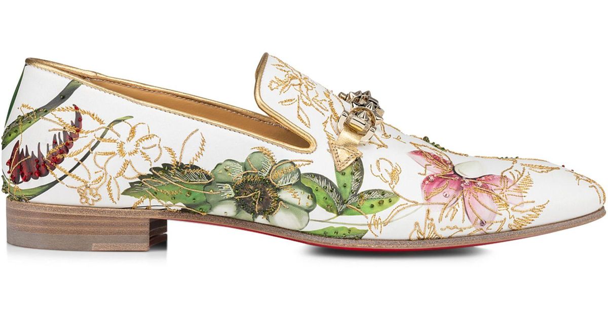 NEW FULL SET Christian Louboutin Beige Floral Loafers Christian Louboutin and Shun Sudo Join Forces on Button  main image 3