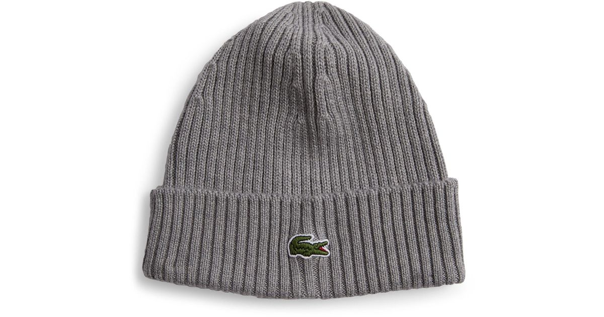 Lacoste top beanie grey