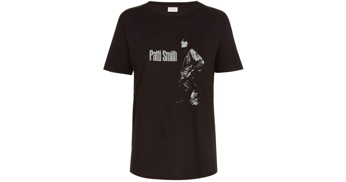 Saint Laurent Cotton Patti Smith T-shirt in Black | Lyst