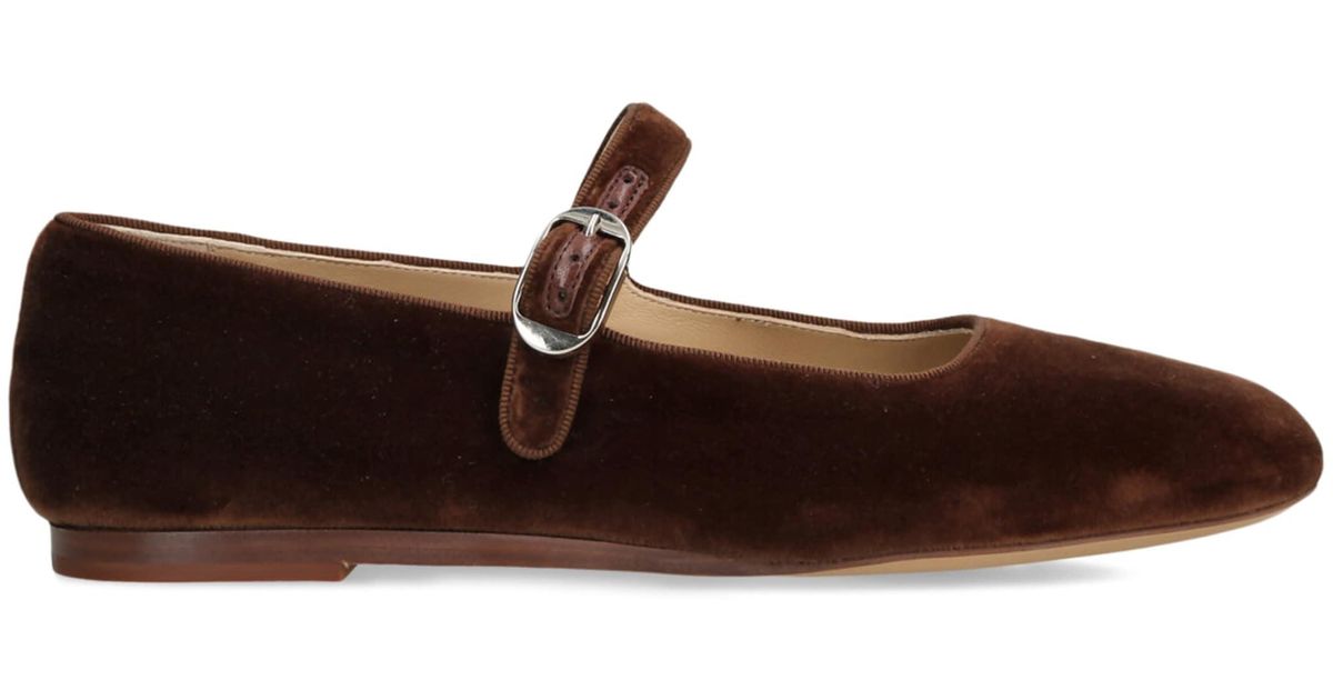 Le Monde Beryl Velvet Mary Jane Ballet Flats in Brown | Lyst