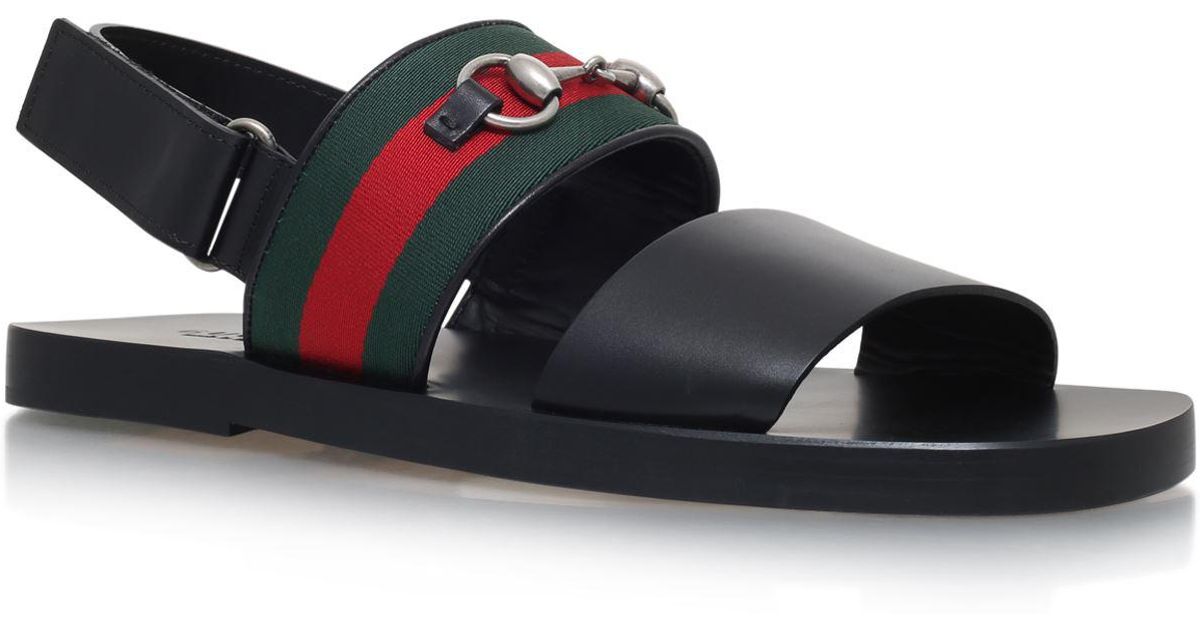 Gucci Leather Double Strap Sandals in 