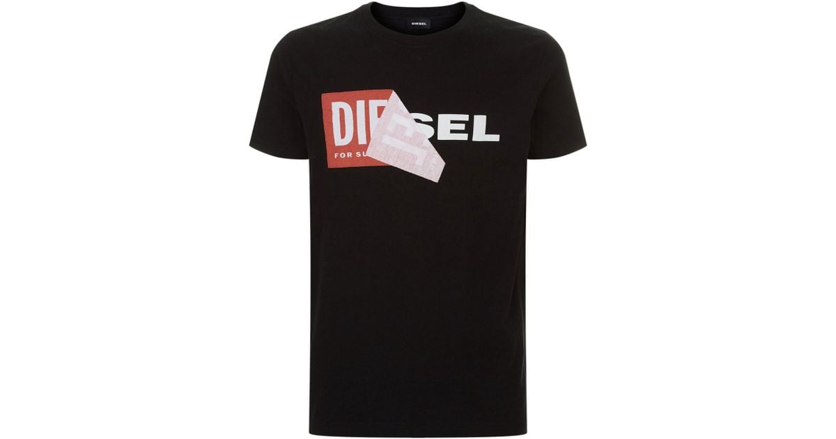 DIESEL Peel Away Logo T-shirt in Black for Men | Lyst