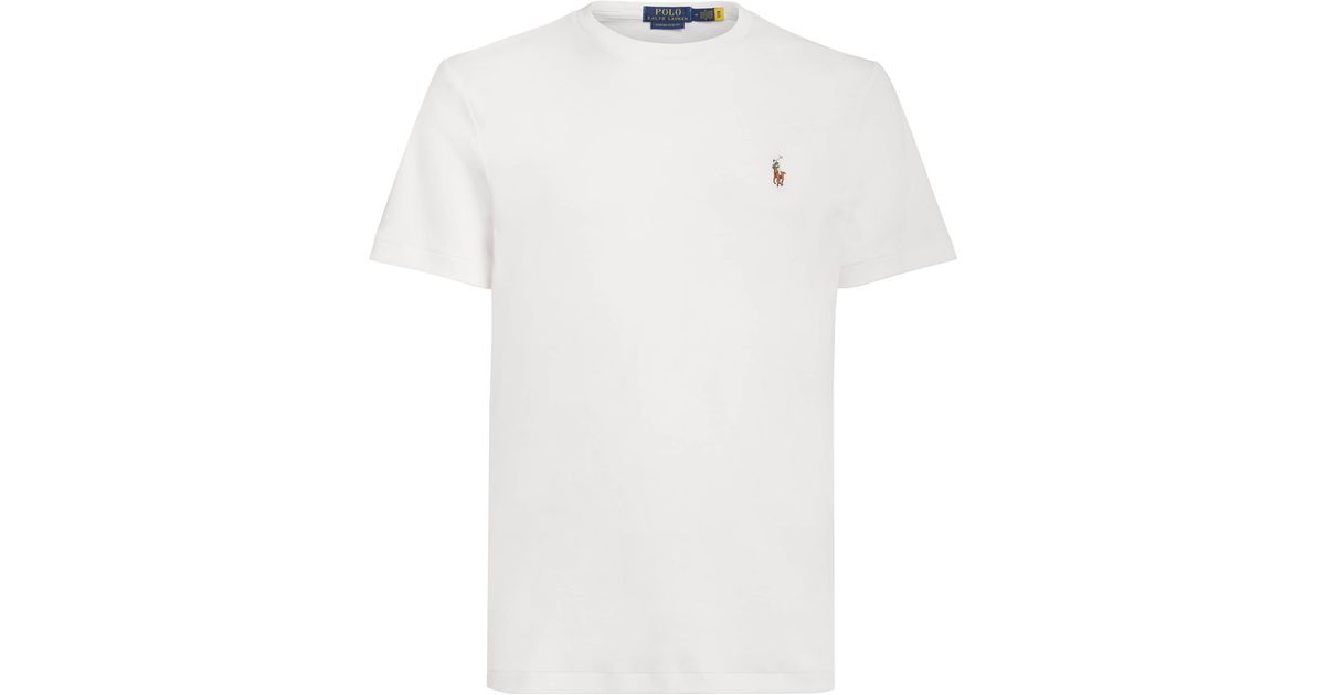 Polo Ralph Lauren Pima Cotton Polo Pony T-Shirt in White for Men | Lyst